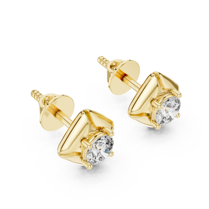Geometric Rhombus Diamond Halo Studs