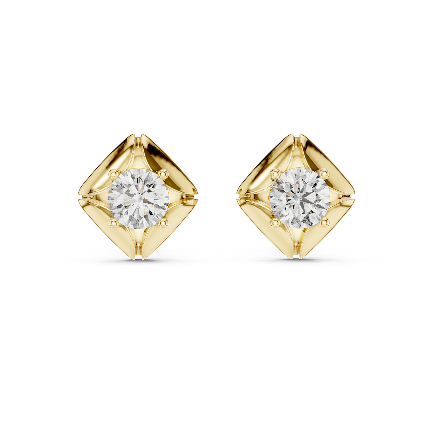 Geometric Rhombus Diamond Halo Studs
