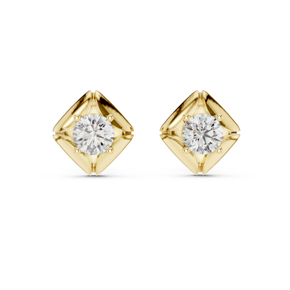 Geometric Rhombus Diamond Halo Studs