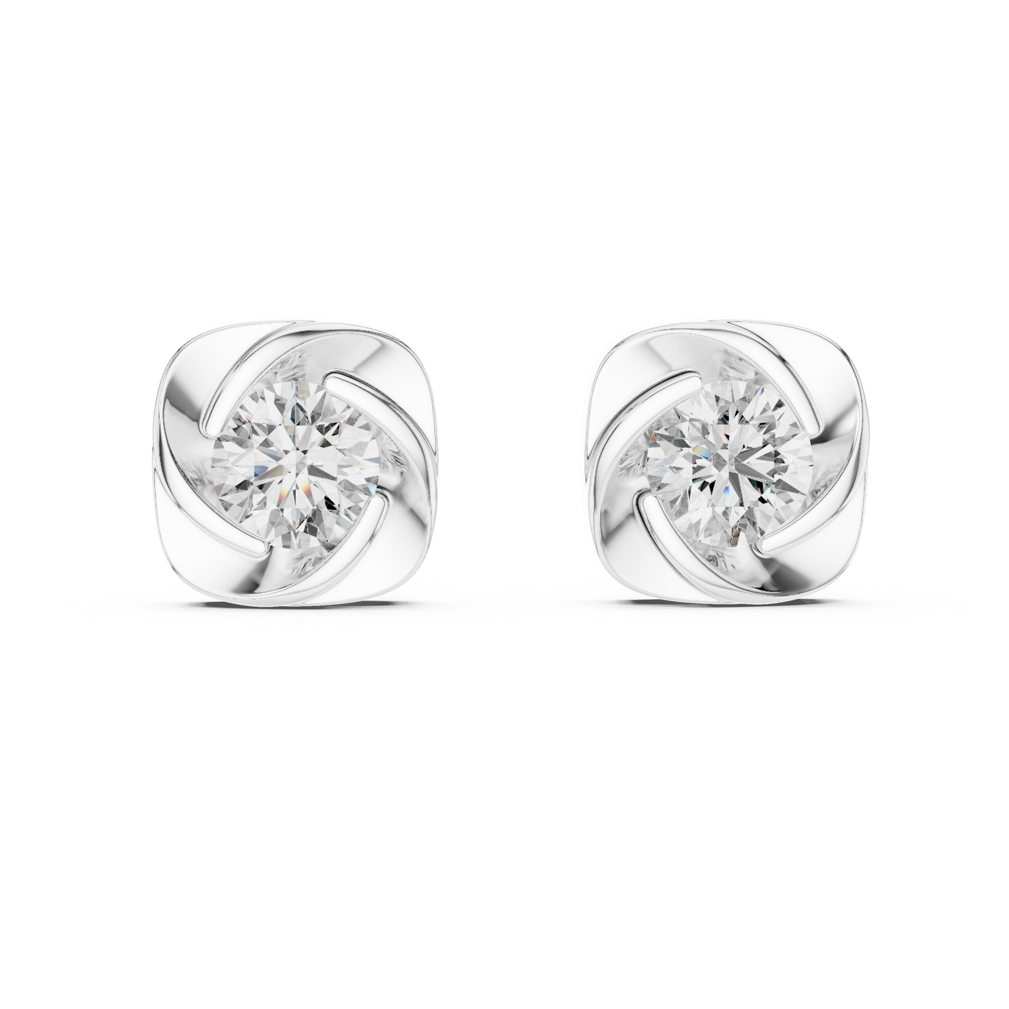 Oval Brilliant Diamond Halo Statement Studs
