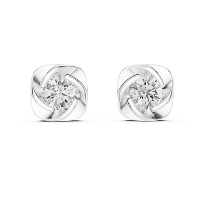 Oval Brilliant Diamond Halo Statement Studs