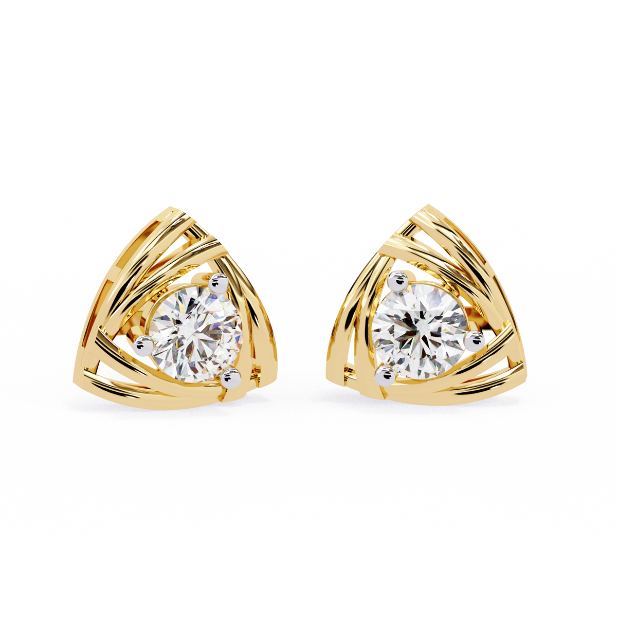 Triad Spark Diamond Earrings Yellow Gold