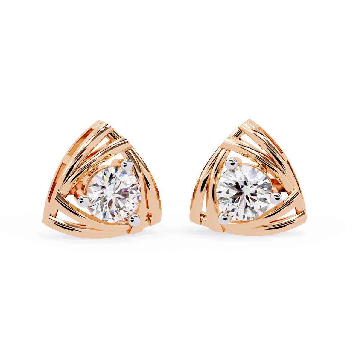 Triad Spark Diamond Earrings Rose Gold