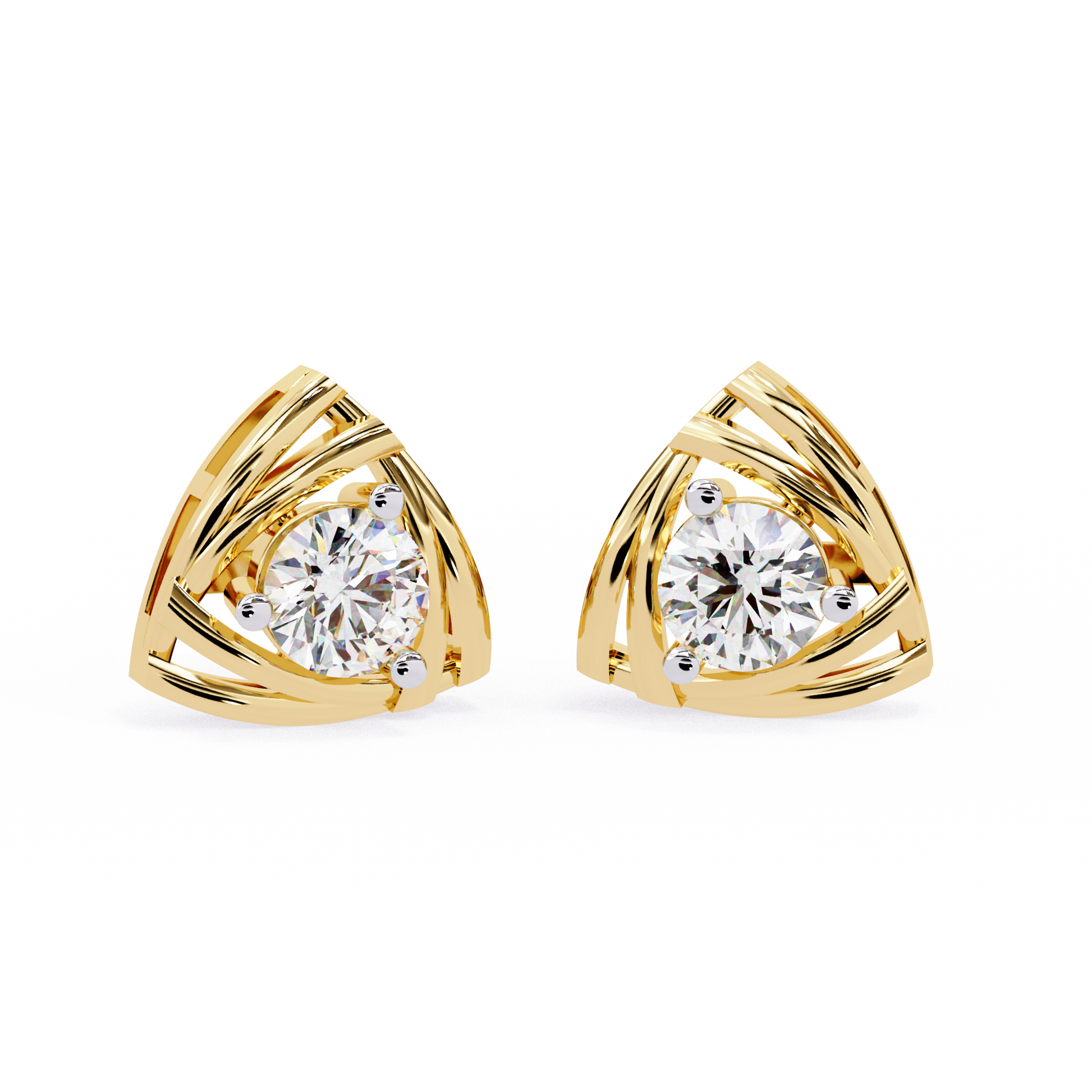 Triad Spark Diamond Earrings Yellow Gold