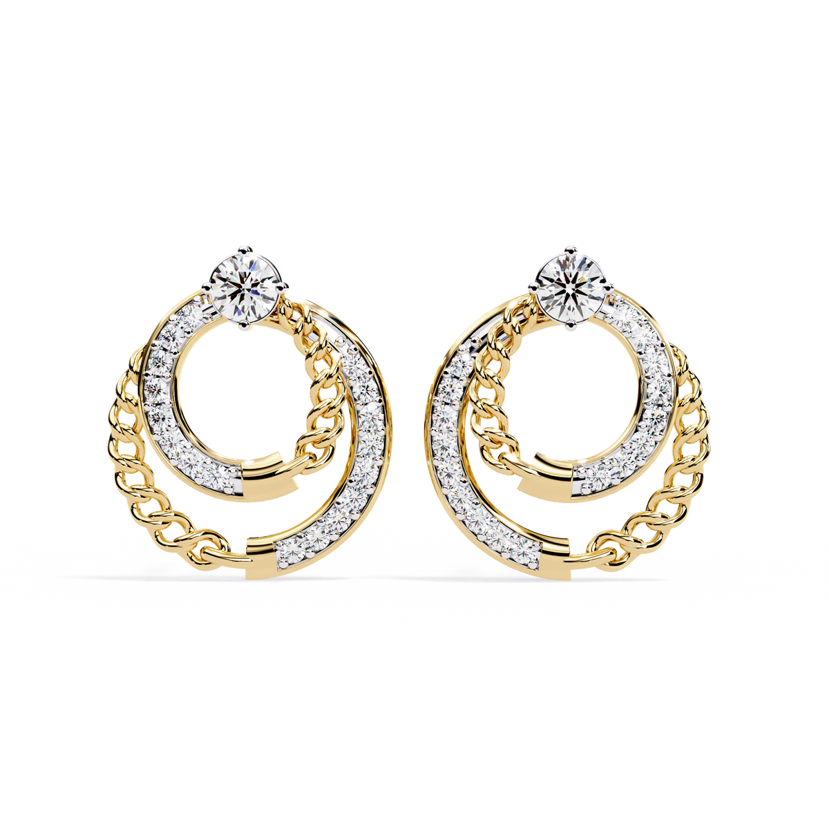 Radiant Loop Diamond Earrings Yellow Gold