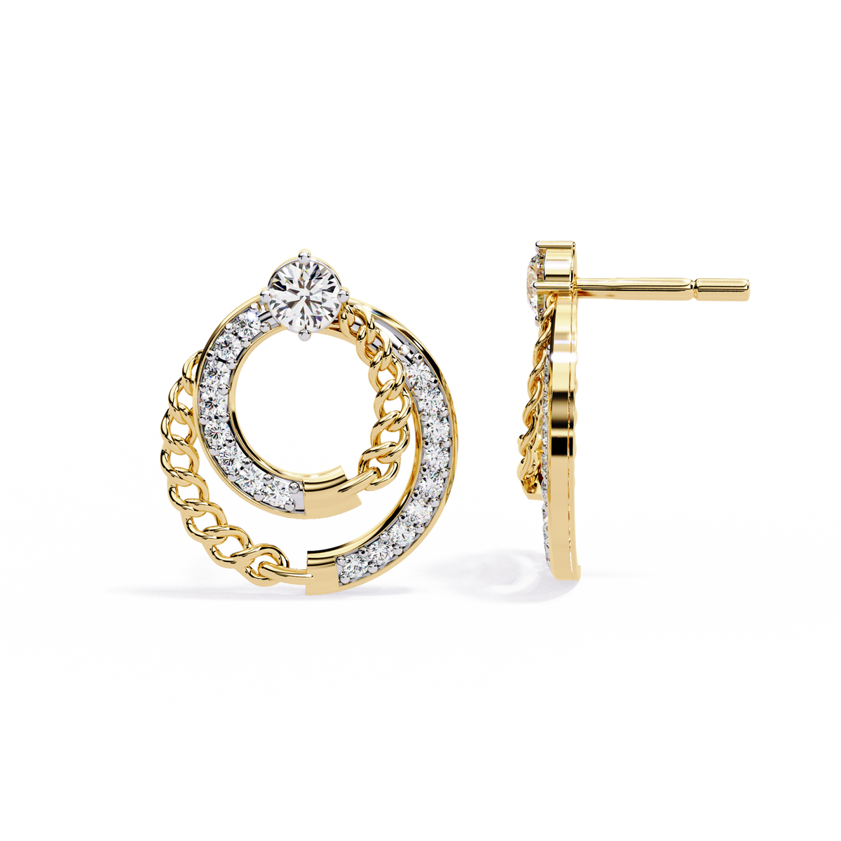 Radiant Loop Diamond Earrings Yellow Gold