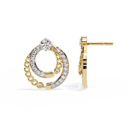 Radiant Loop Diamond Earrings Yellow Gold