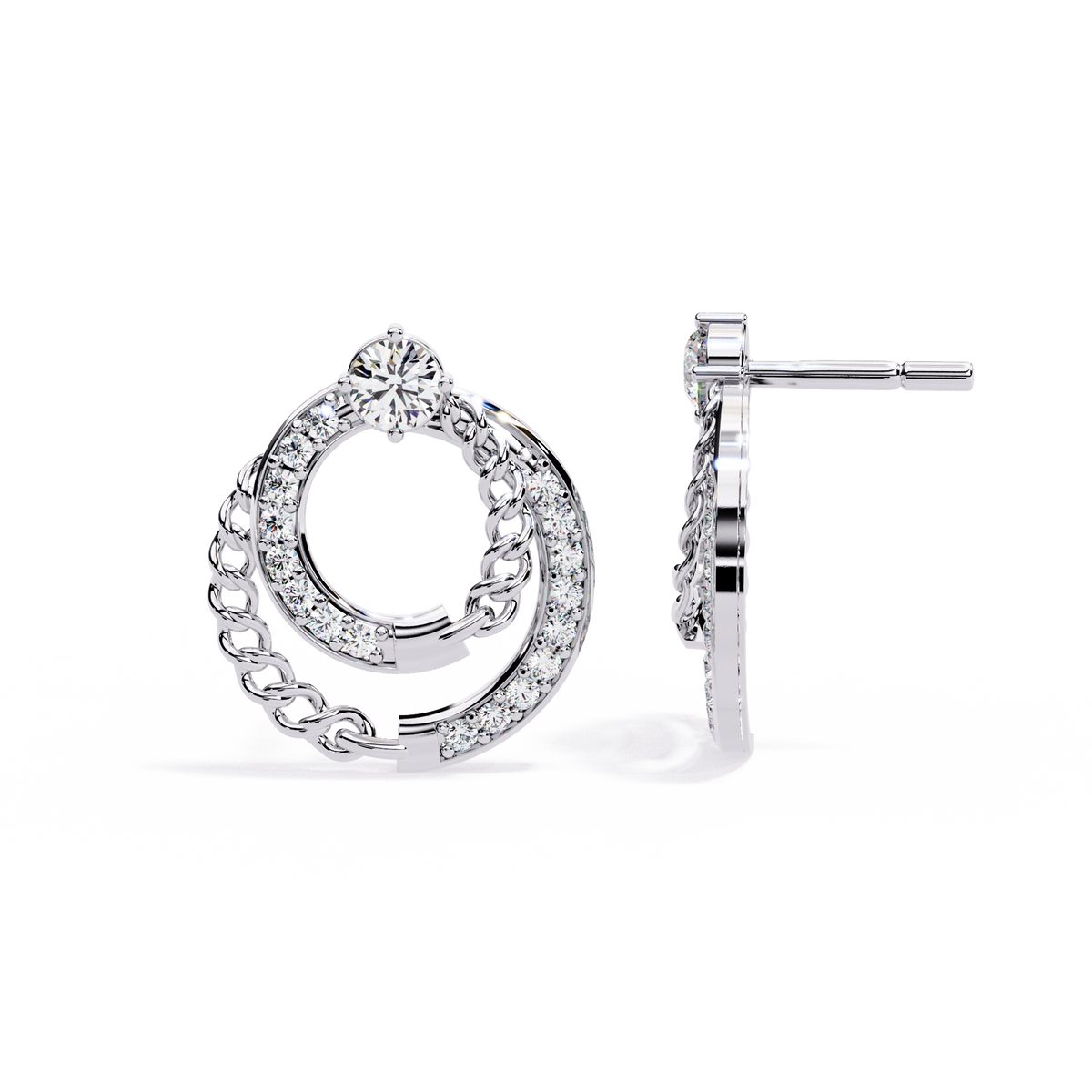 Radiant Loop Diamond Earrings White Gold