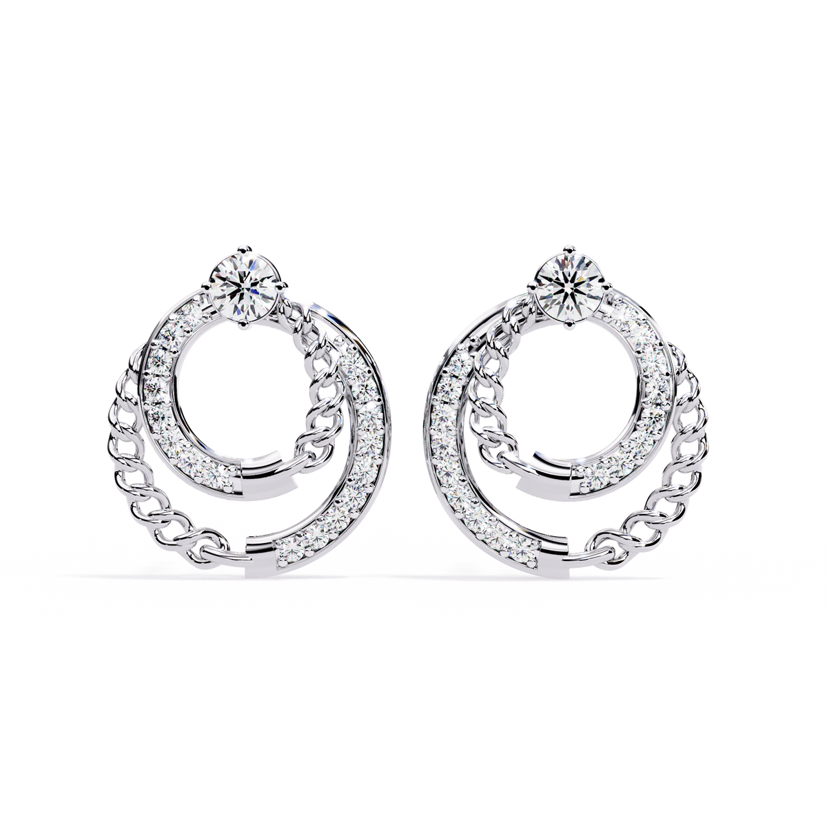 Radiant Loop Diamond Earrings White Gold