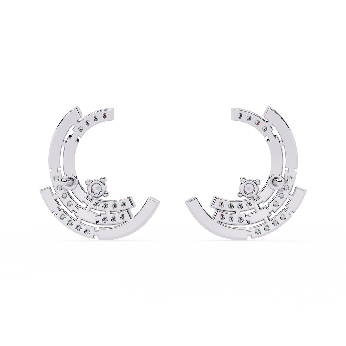 Celestial Arc Diamond Earrings White Gold
