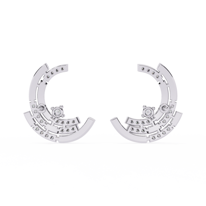Celestial Arc Diamond Earrings White Gold
