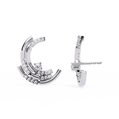 Celestial Arc Diamond Earrings White Gold