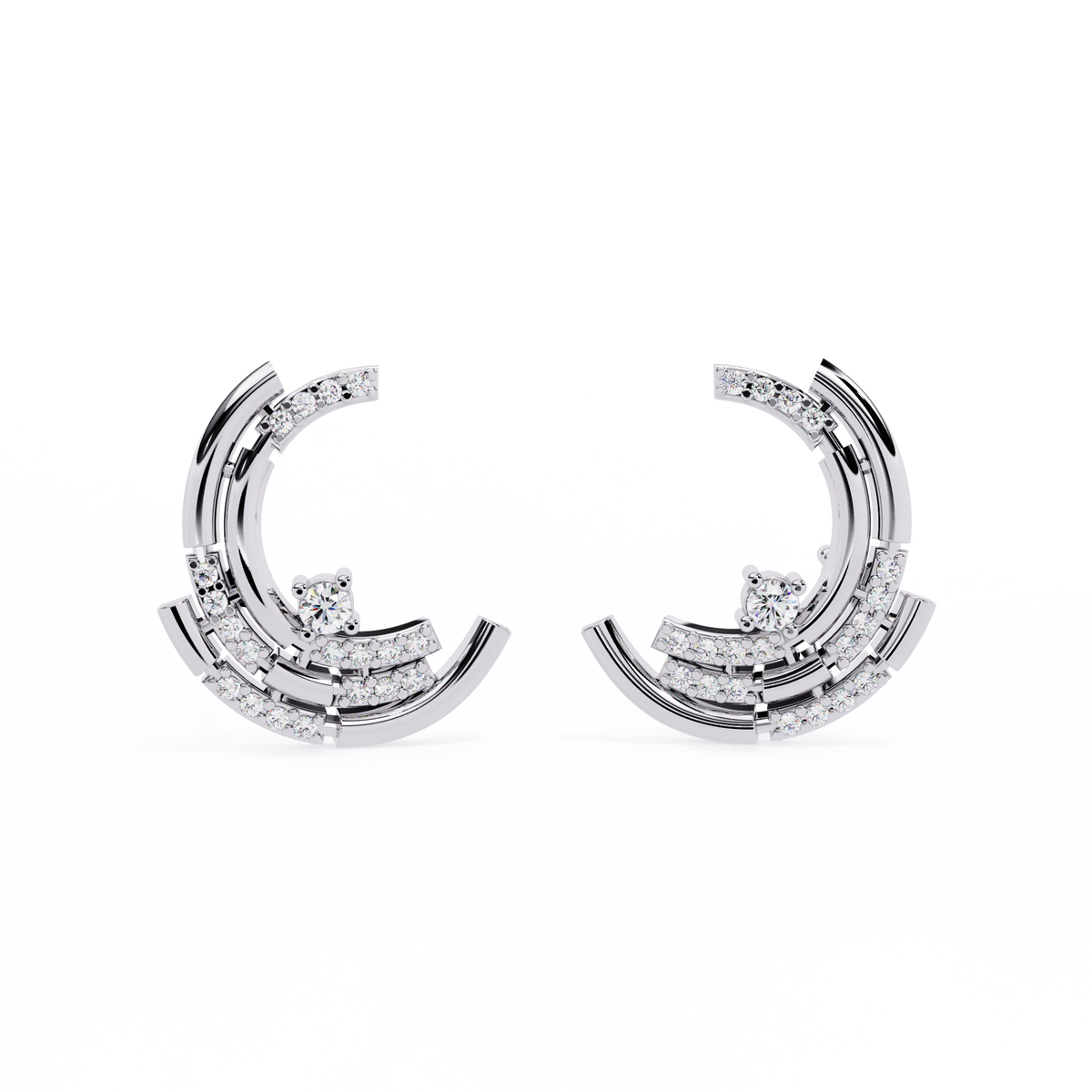 Celestial Arc Diamond Earrings White Gold
