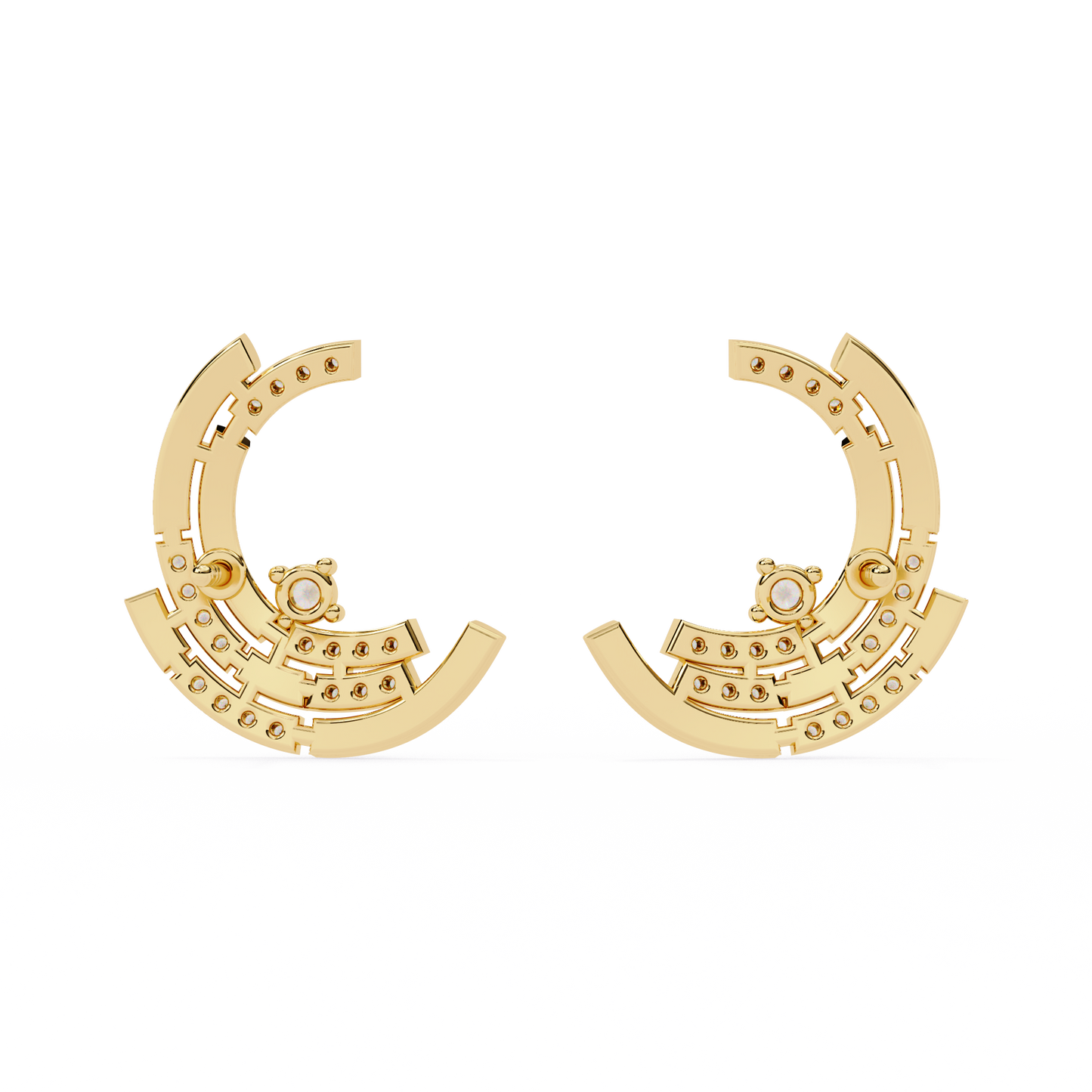 Celestial Arc Diamond Earrings Yellow Gold