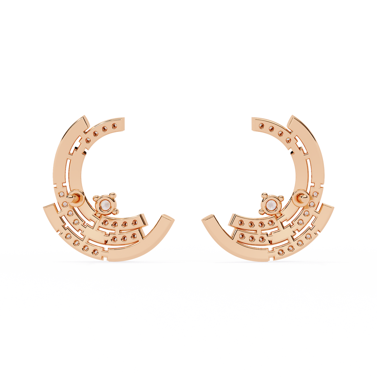 Celestial Arc Diamond Earrings Rose Gold