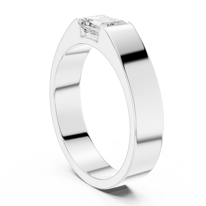 Men’s Emerald Cut Diamond Band Ring White Gold 
