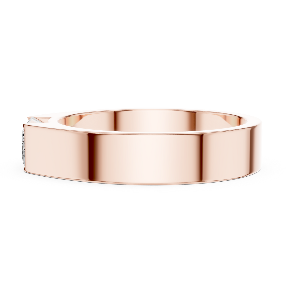 Men’s Emerald Cut Diamond Band Ring Rose Gold 