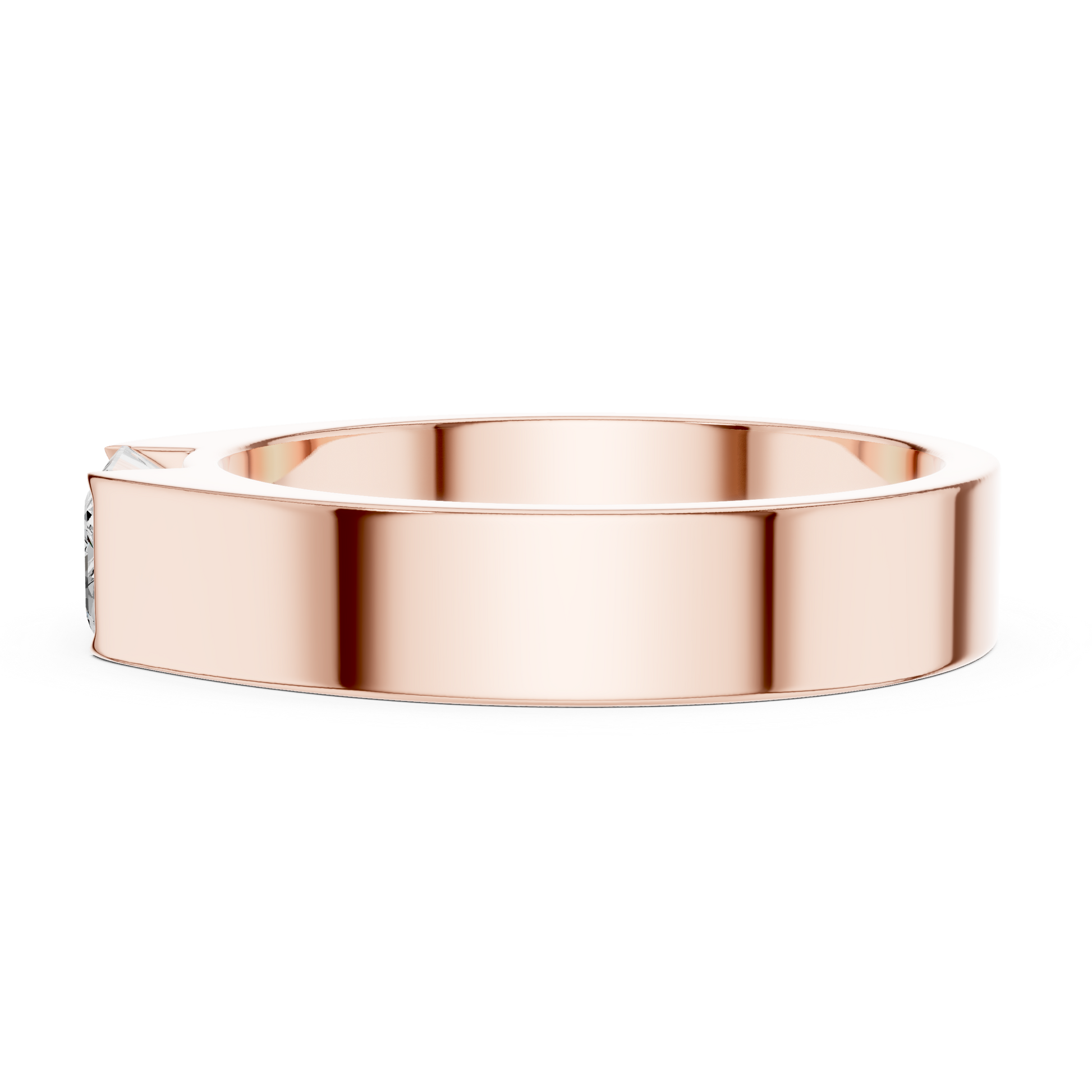 Men’s Emerald Cut Diamond Band Ring Rose Gold 