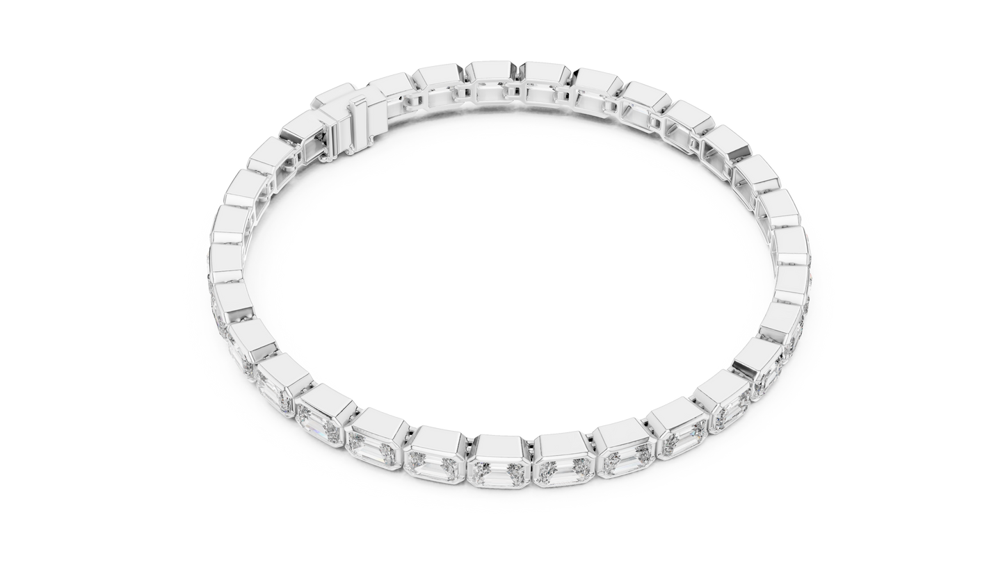 The Emerald Cut Bezel Diamond Tennis Bracelet