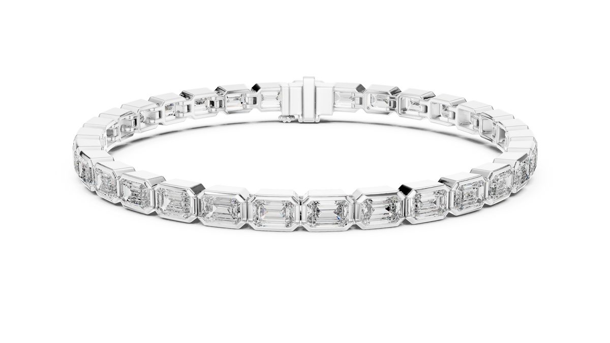 The Emerald Cut Bezel Diamond Tennis Bracelet