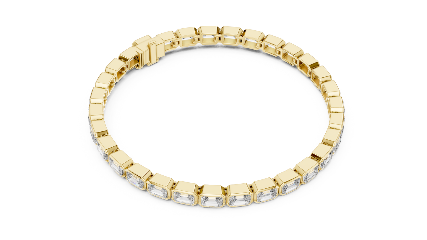 The Emerald Cut Bezel Diamond Tennis Bracelet