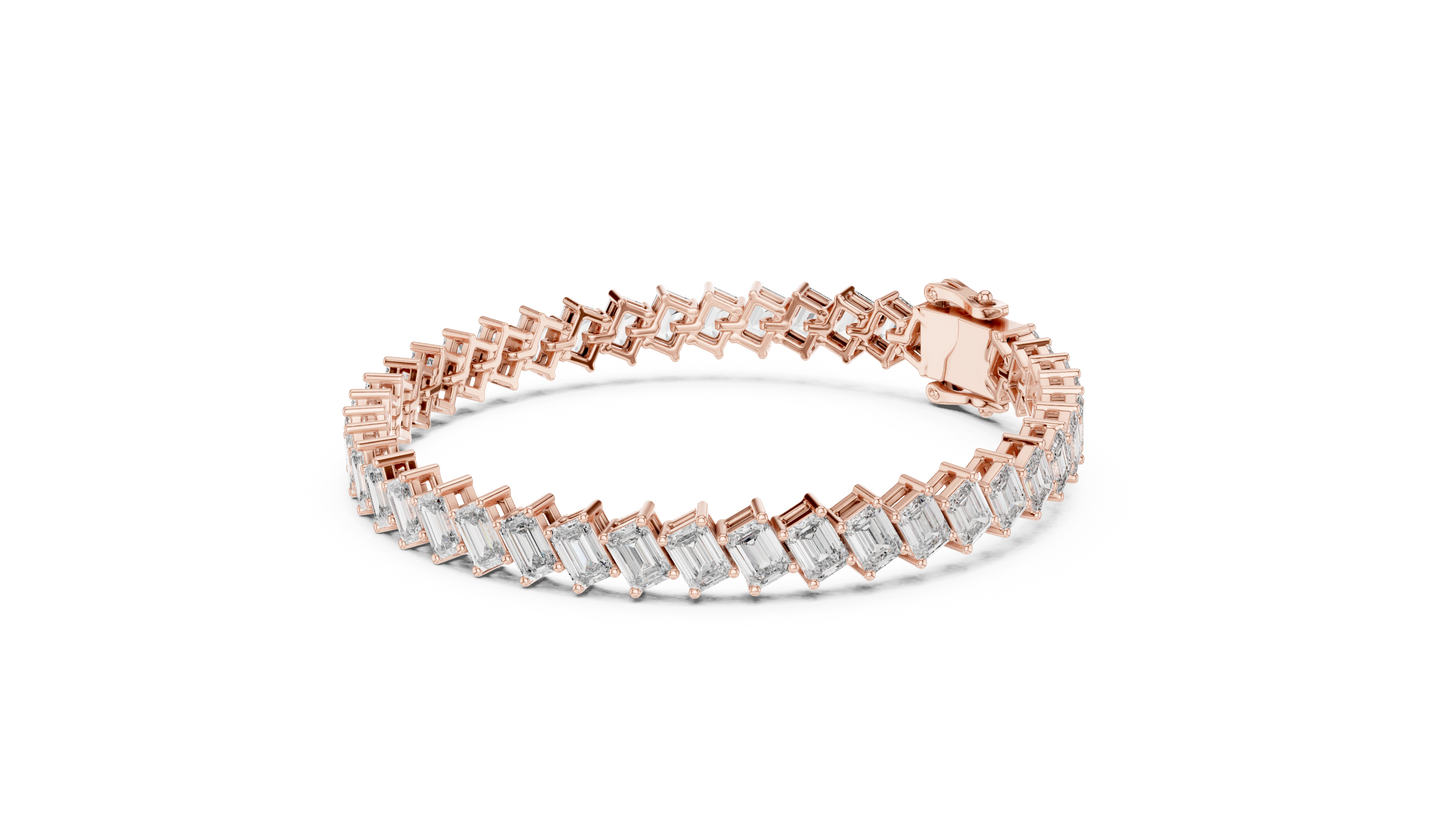 The Diagonal Emerald Cut Diamond Tennis Bracelet