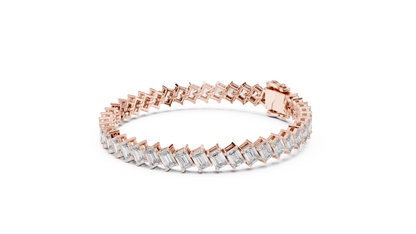 The Diagonal Emerald Cut Diamond Tennis Bracelet