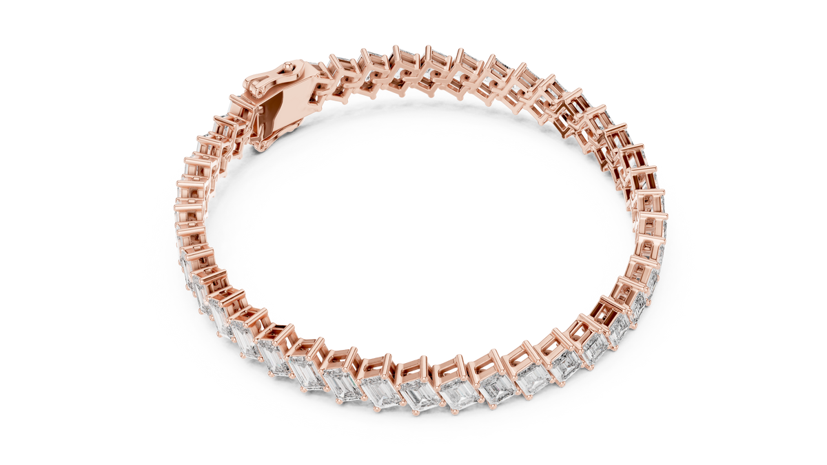 The Diagonal Emerald Cut Diamond Tennis Bracelet