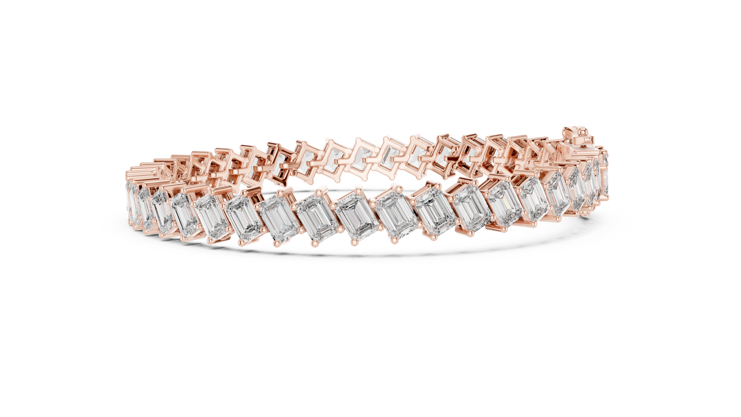 The Diagonal Emerald Cut Diamond Tennis Bracelet