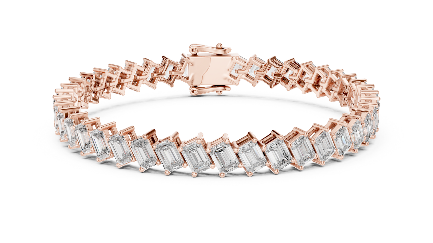 The Diagonal Emerald Cut Diamond Tennis Bracelet