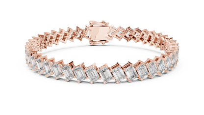 The Diagonal Emerald Cut Diamond Tennis Bracelet
