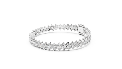 The Diagonal Emerald Cut Diamond Tennis Bracelet