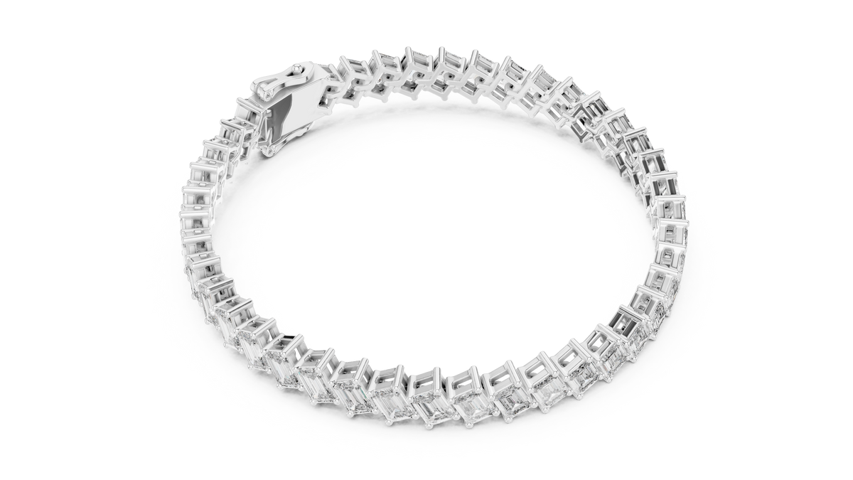 The Diagonal Emerald Cut Diamond Tennis Bracelet