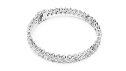 The Diagonal Emerald Cut Diamond Tennis Bracelet