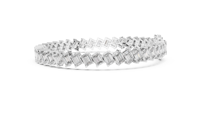 The Diagonal Emerald Cut Diamond Tennis Bracelet