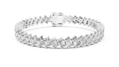 The Diagonal Emerald Cut Diamond Tennis Bracelet