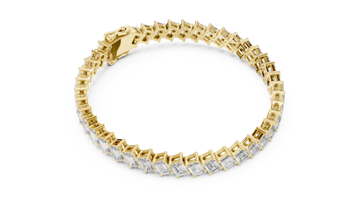 The Diagonal Emerald Cut Diamond Tennis Bracelet