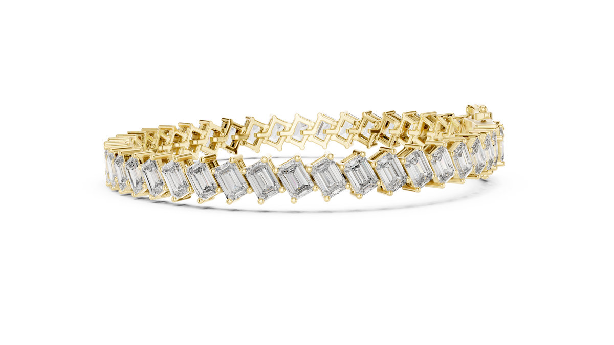 The Diagonal Emerald Cut Diamond Tennis Bracelet
