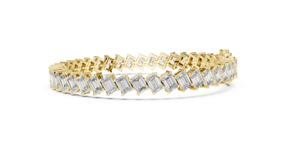 The Diagonal Emerald Cut Diamond Tennis Bracelet