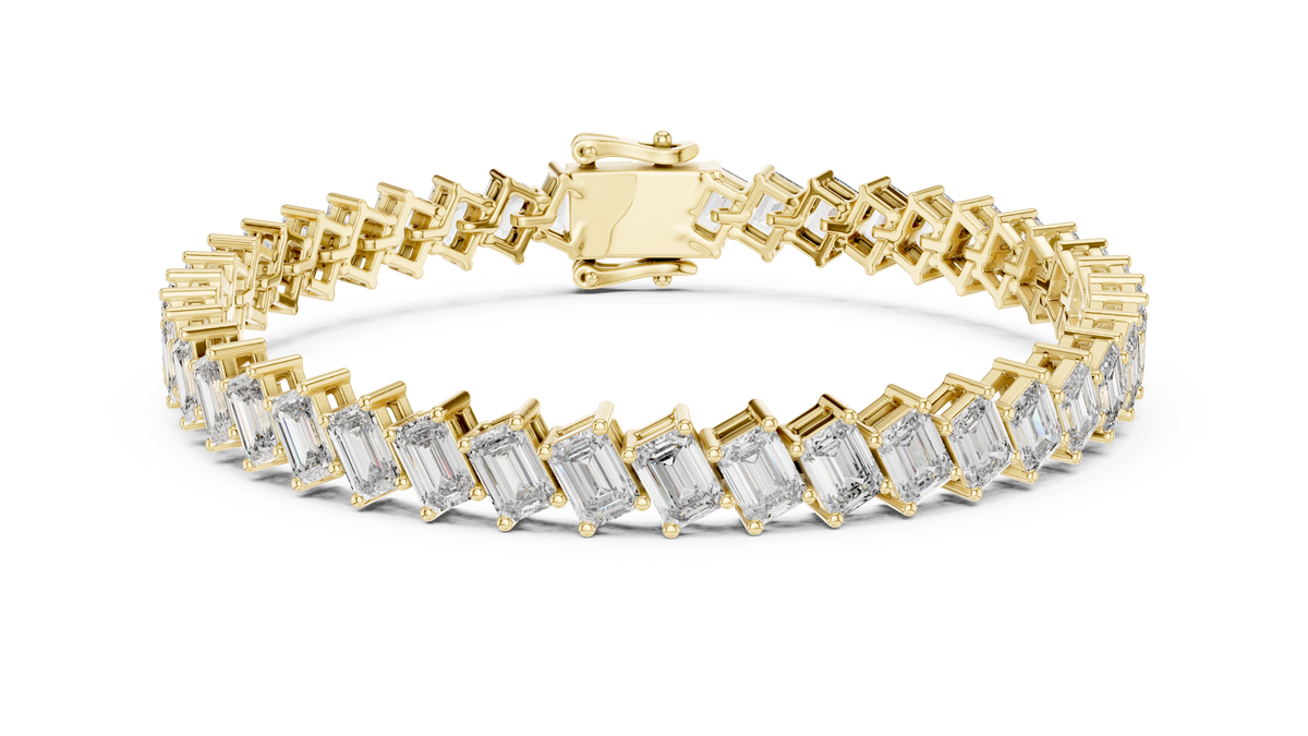 The Diagonal Emerald Cut Diamond Tennis Bracelet
