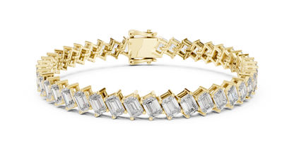 The Diagonal Emerald Cut Diamond Tennis Bracelet