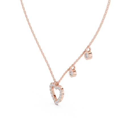 Diamond Heart Charm Necklace Rose Gold