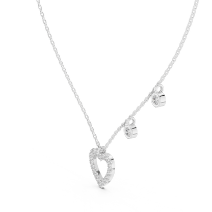 Diamond Heart Charm Necklace White Gold