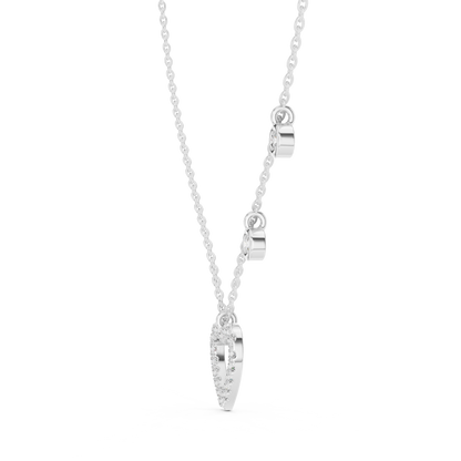 Diamond Heart Charm Necklace White Gold