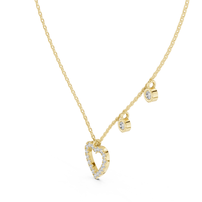 Diamond Heart Charm Necklace Yellow Gold
