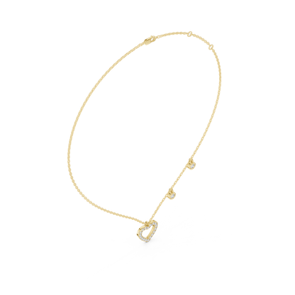 Diamond Heart Charm Necklace Yellow Gold