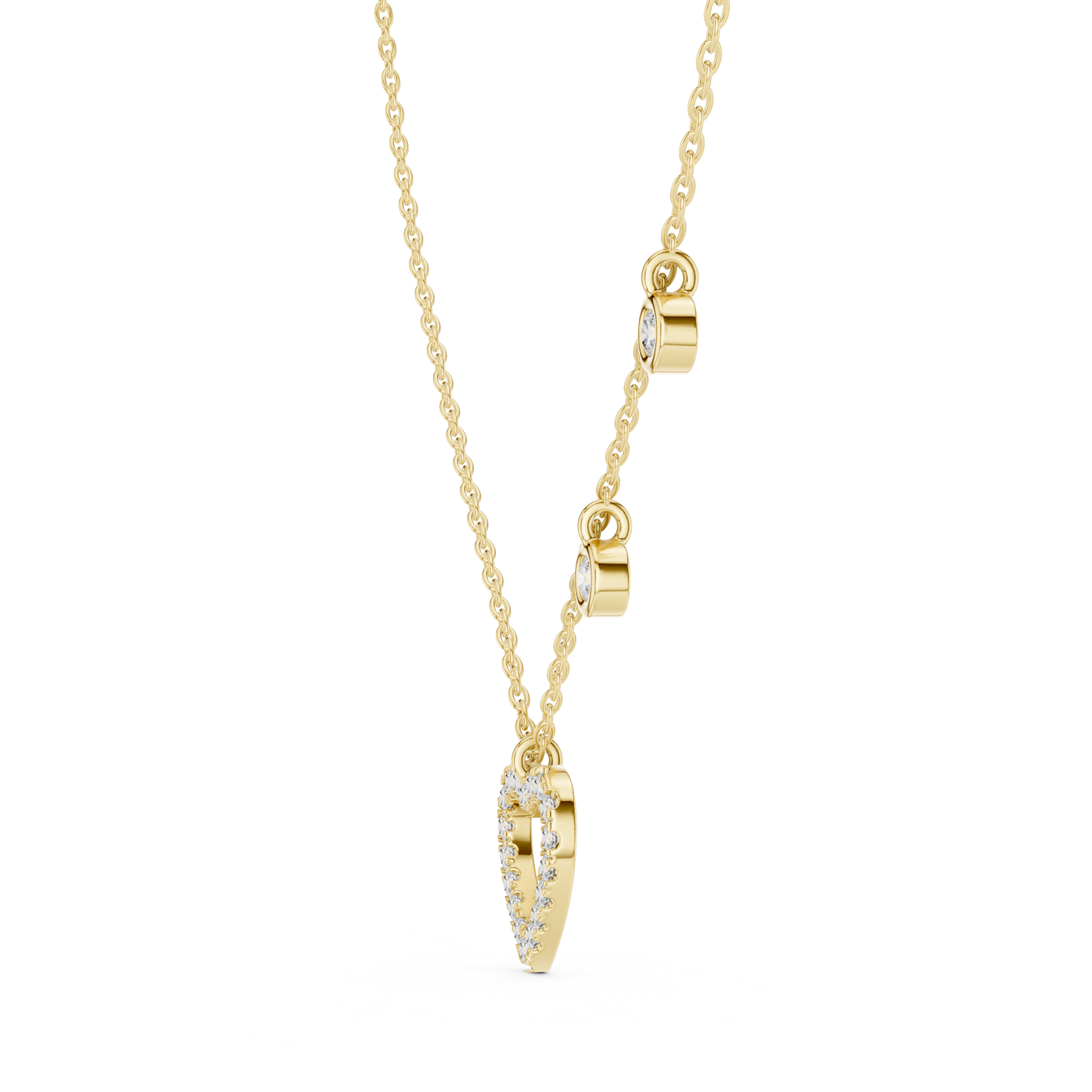 Diamond Heart Charm Necklace Yellow Gold