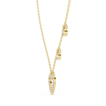 Diamond Heart Charm Necklace Yellow Gold