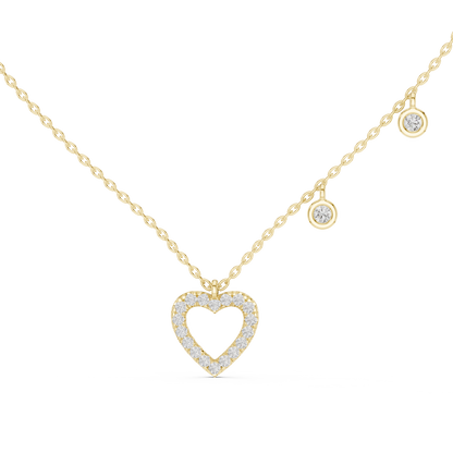 Diamond Heart Charm Necklace Yellow Gold