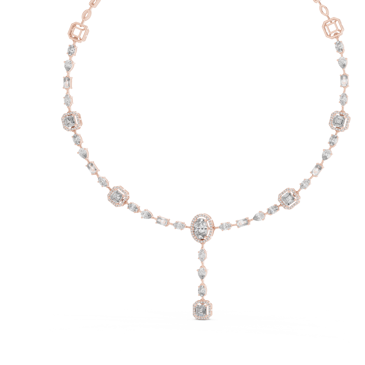 Elegant Diamond Drop Necklace with Oval Pendant